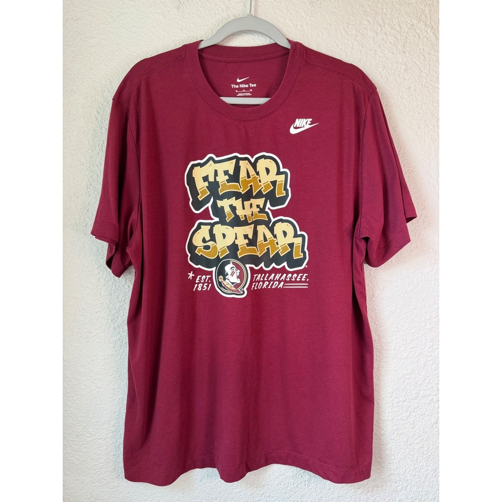 Nike Florida State Seminoles Fear The Spear T-Shirt XL Garnet‎ Maroon FSU Tee